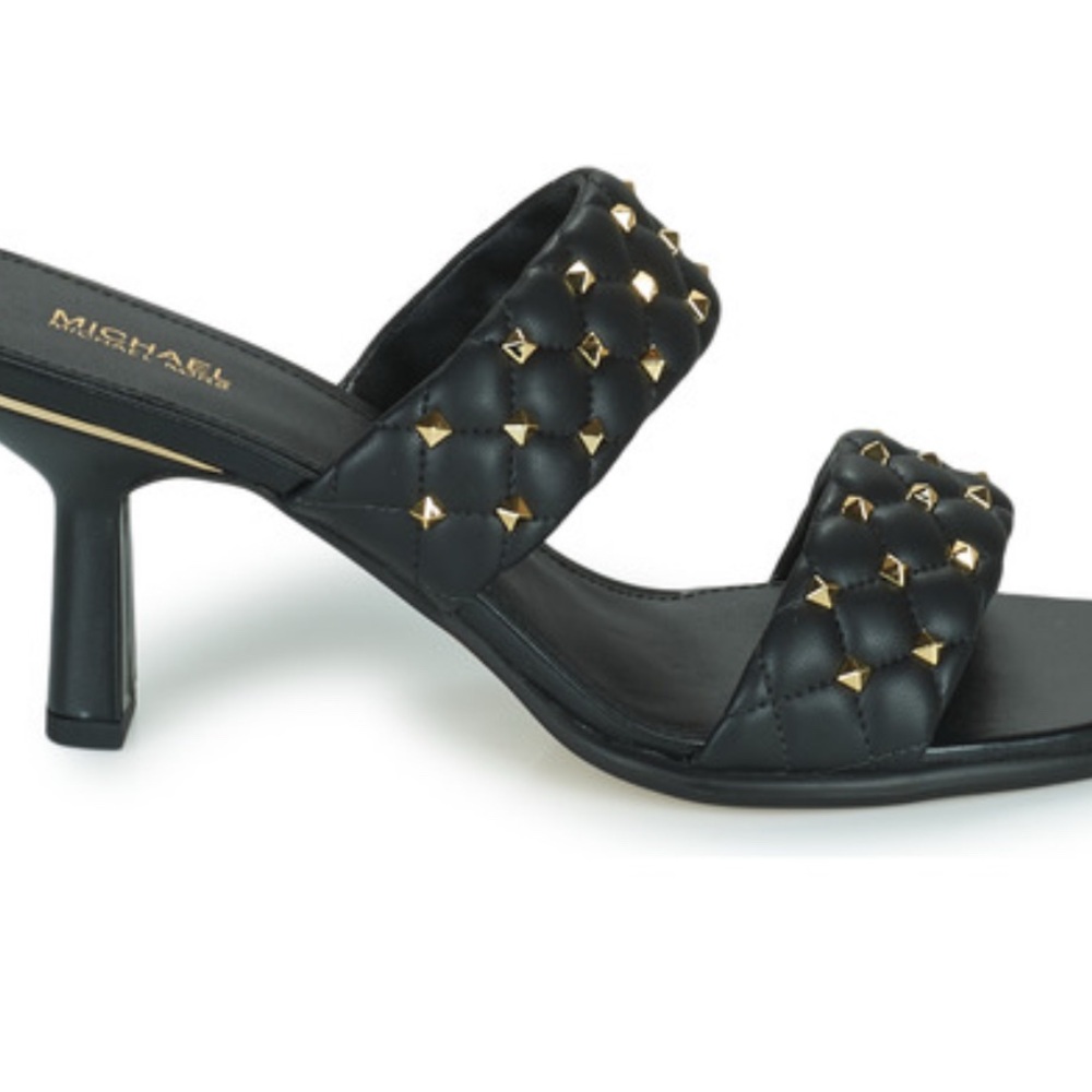 Michael Kors Black and Gold Studded Heels - Picture 2 of 9